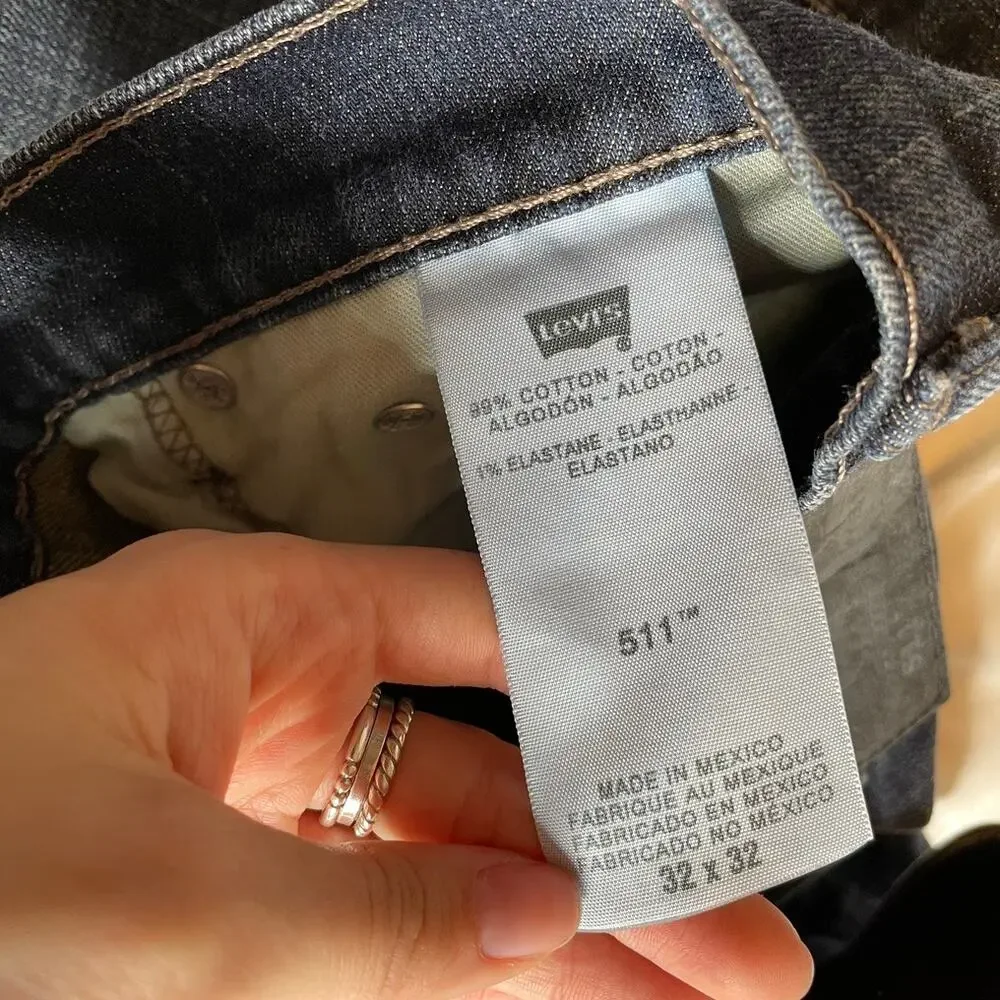 Levis 511 Slim Fit Jeans Mens 32x32 Dark Wash Indigo Stretch Denim Pants